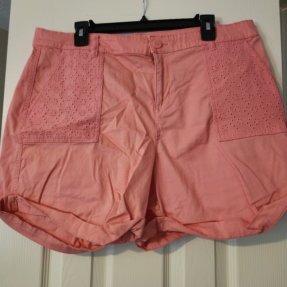 Style & Co Peach Shorts with Eyelet Details